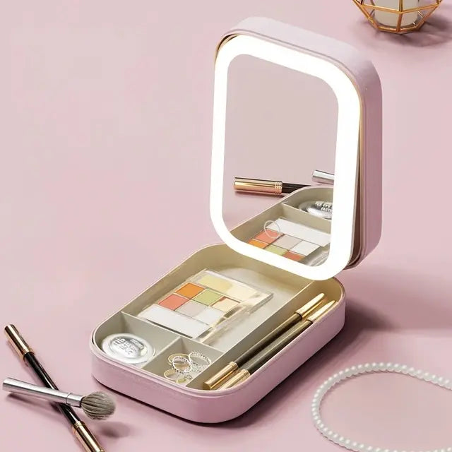 LED Mirror Makeup Box - Magnifying