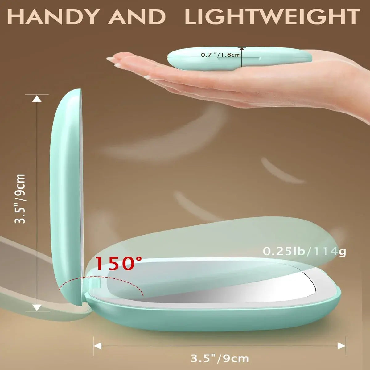 Compact Travel Mirror - Dimmable LED Light